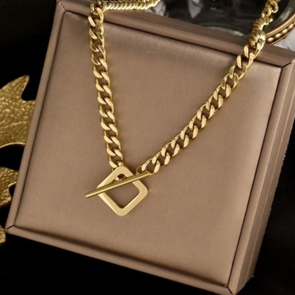 Jewelry - Stainless Steel 18KT Gold-plated Toggle Necklace
